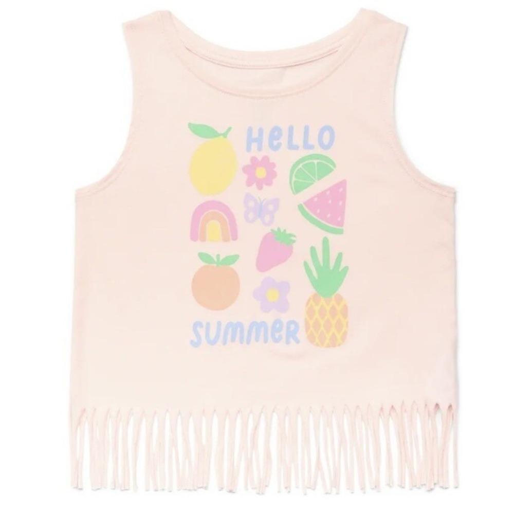 365 Kids by Garanimals Girls Fringe Tank 7 New with Tags Opal Hello Summer Nice